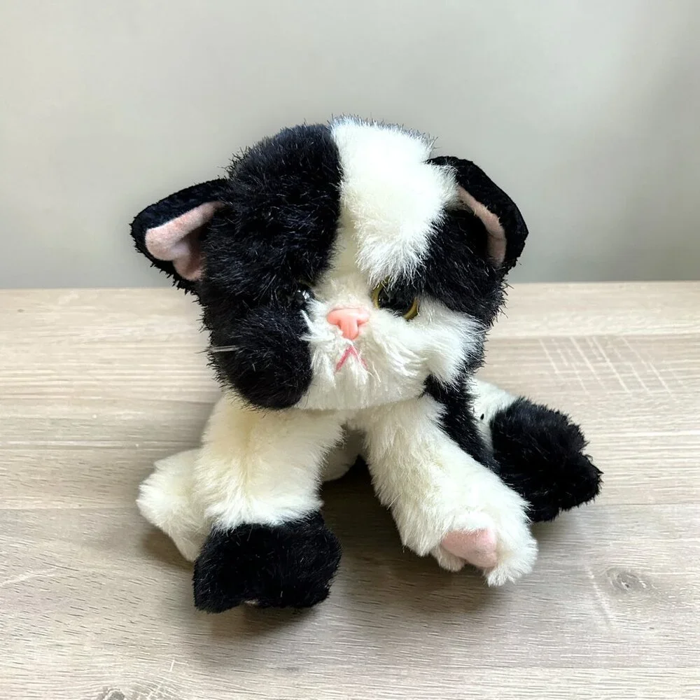 RARE Vintage 1992 Tyco Kitty Kitty Kittens Tuxedo Cat Plush Black White Purring
